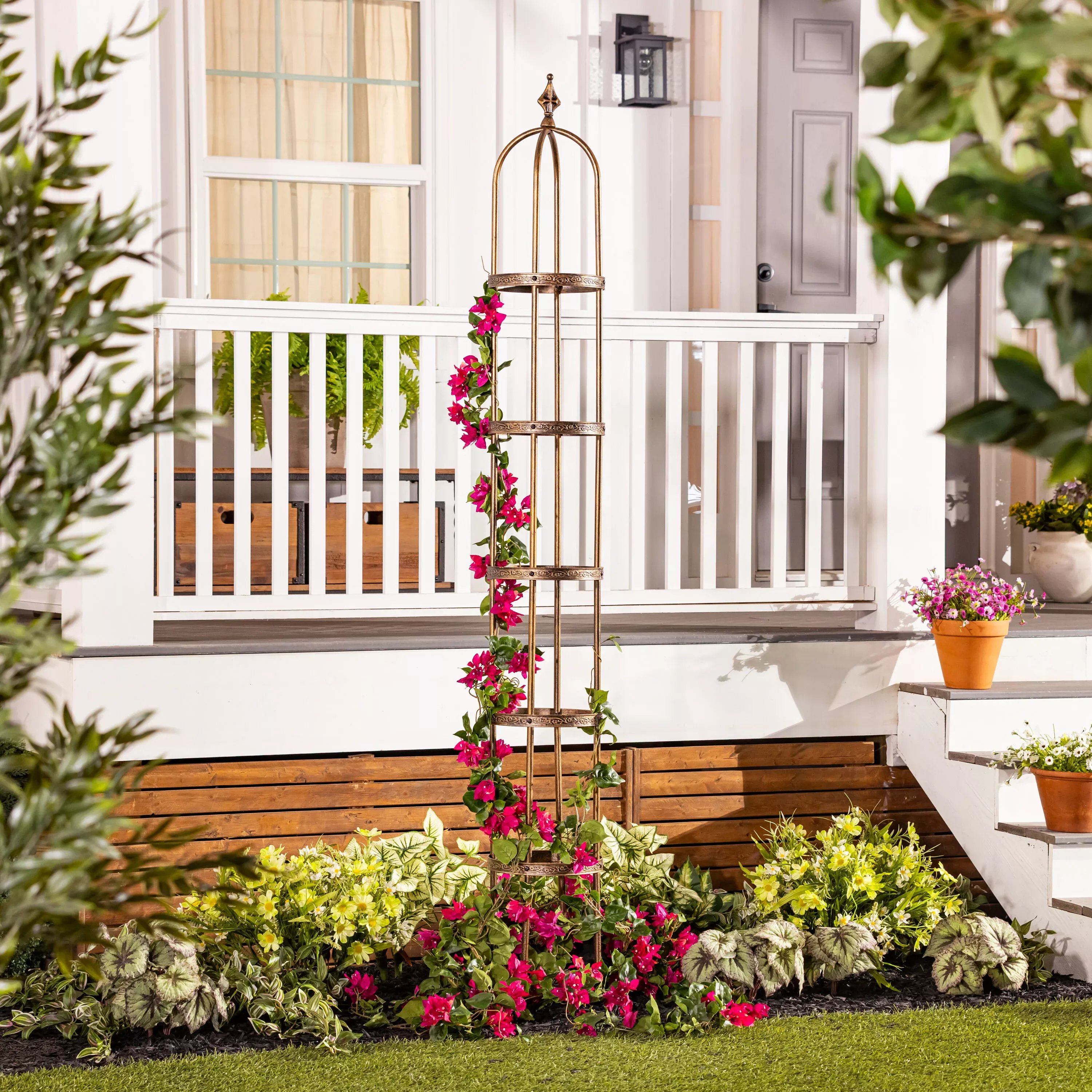 7' Powder-Coated Steel Garden Obelisk