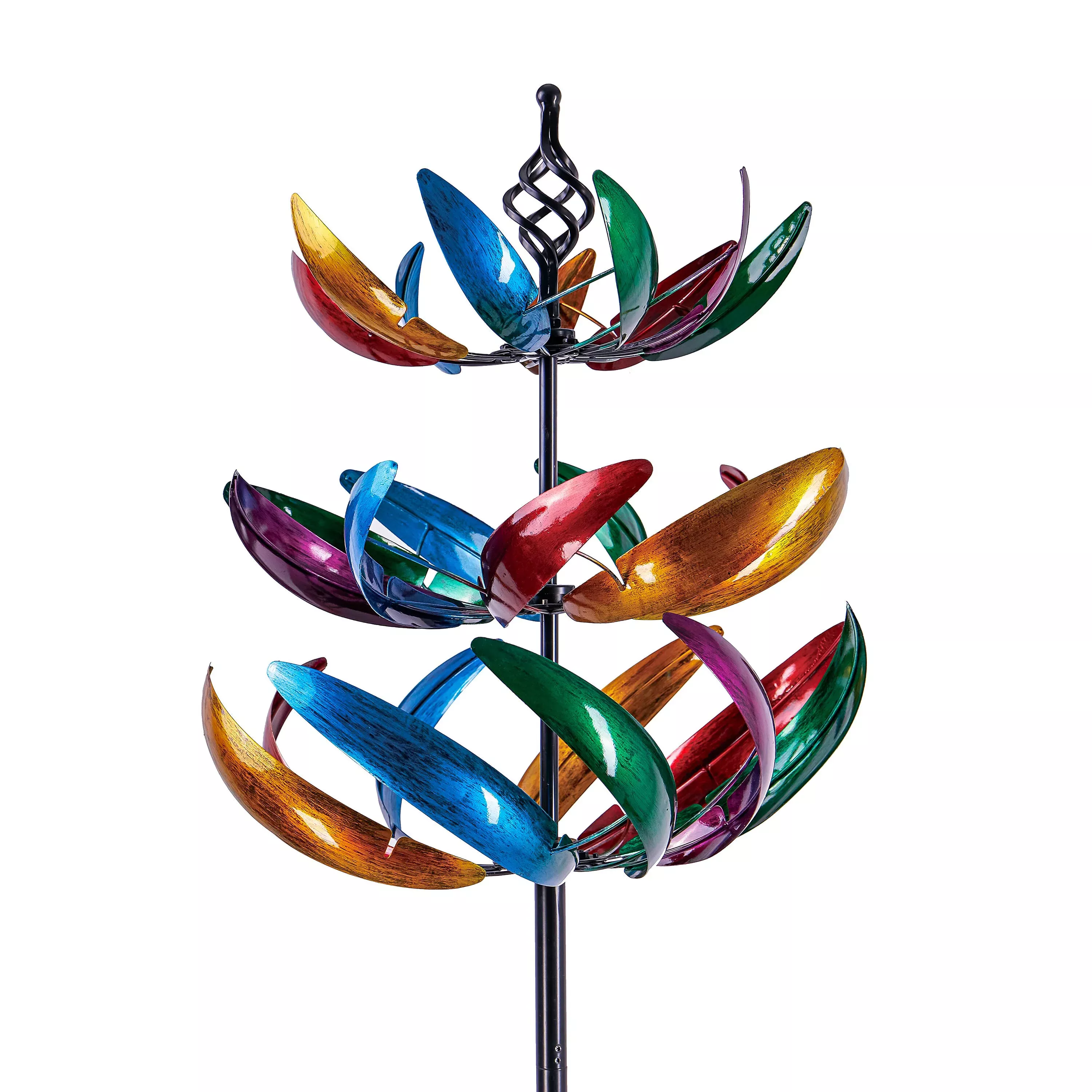 84"H Three Tiered Wind Spinner, Multi-Colored