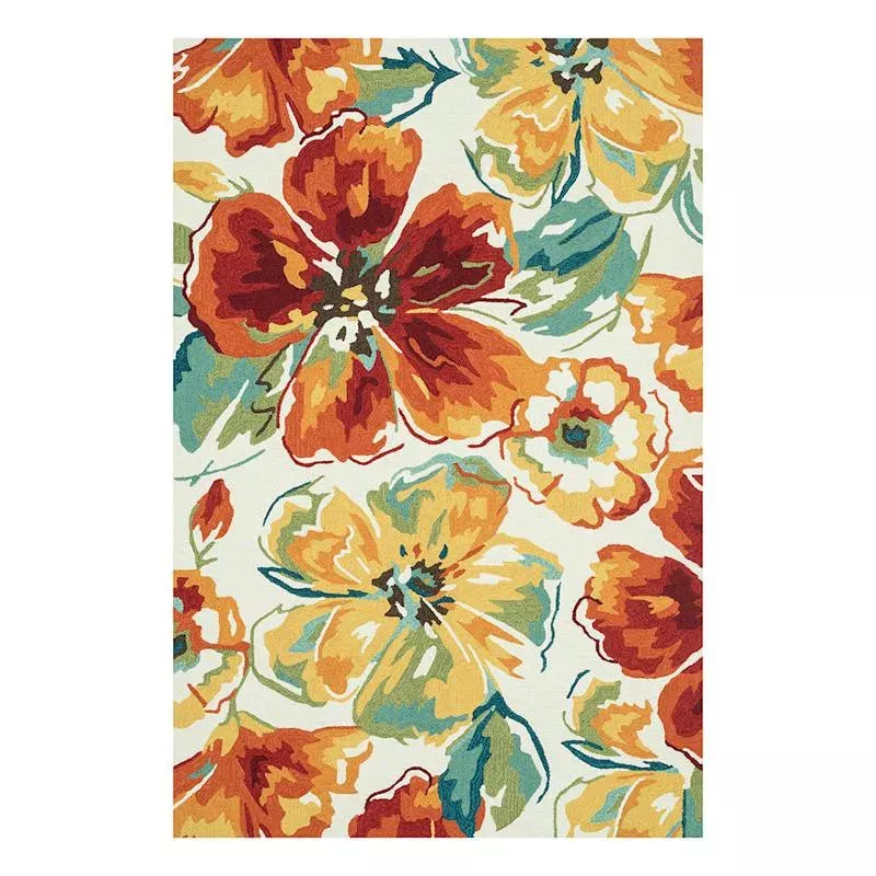 (A138) Summerton Ivory & Red Multicolor Hooked Area Rug, 5x7