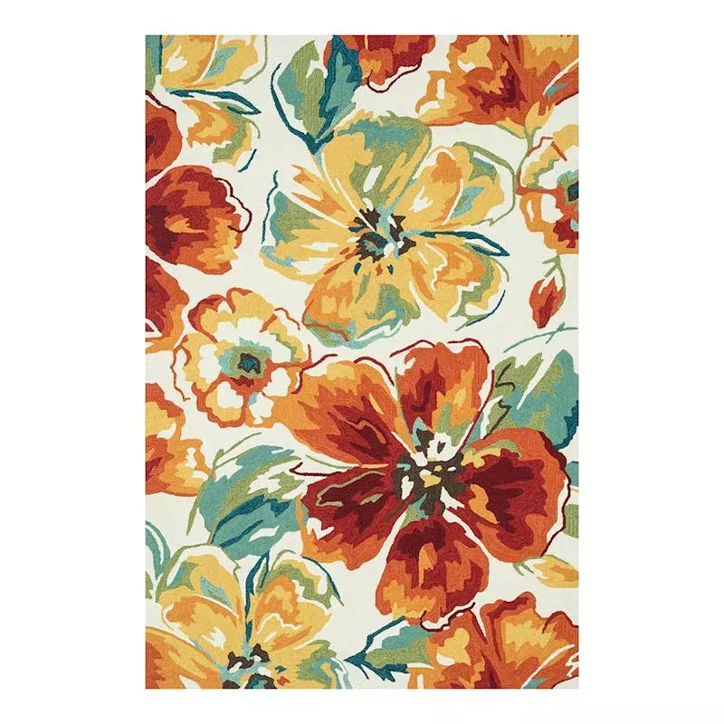 (A138) Summerton Ivory & Red Multicolor Hooked Area Rug, 8x10