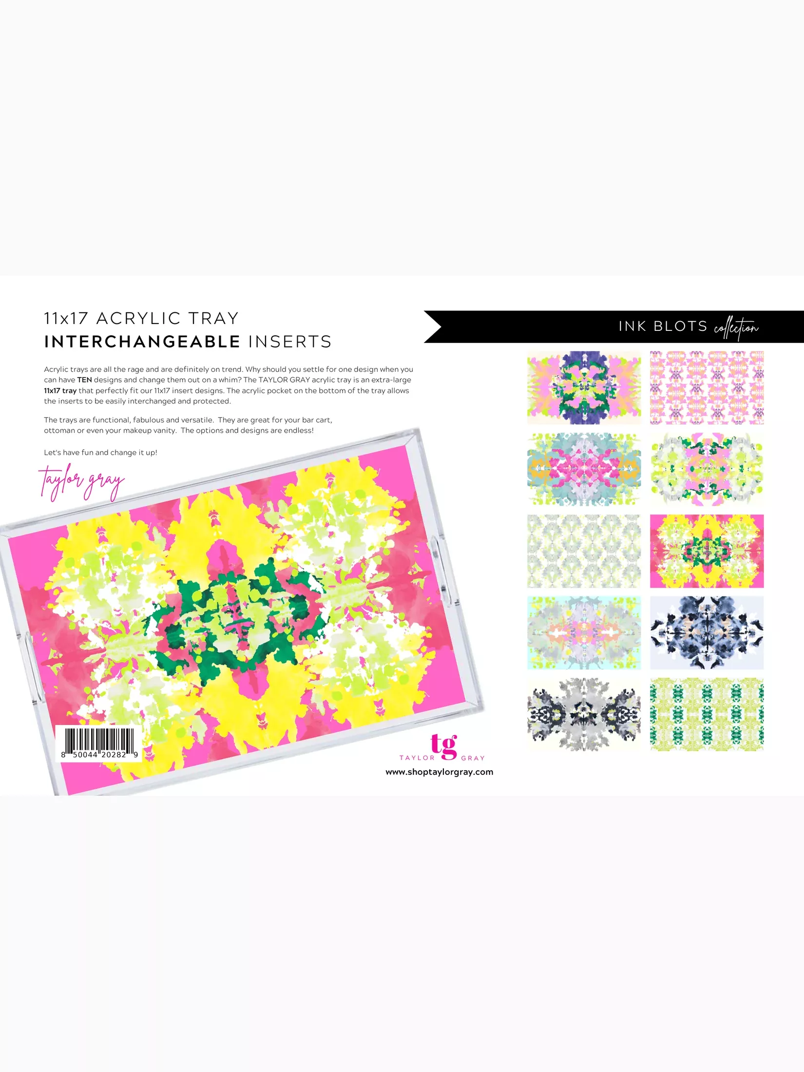 Acrylic Tray INK BLOTS insert set of 10