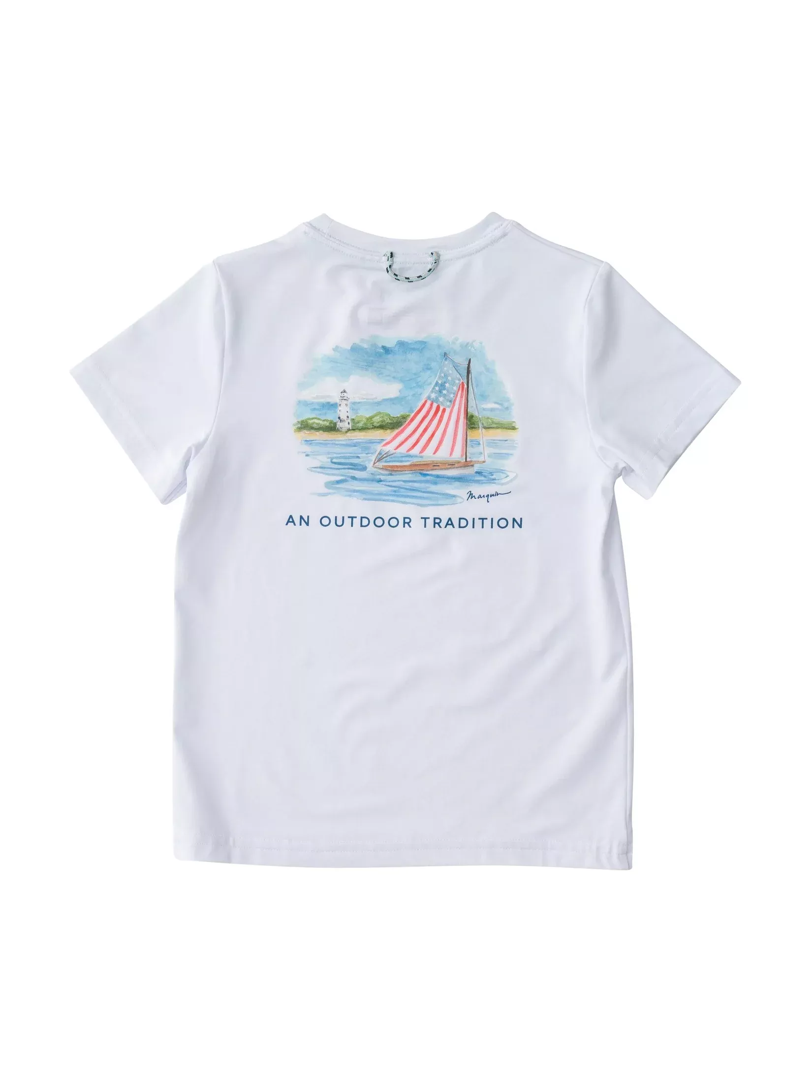 American Flag Sail Boat Pro Performance Short Sleeve