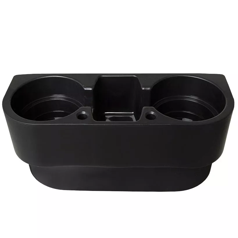 Auto Seat Gap 2 Cup Holder With Storage Holder Black Plastic