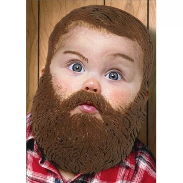 Avanti - Baby with Full Beard Birthday Card
