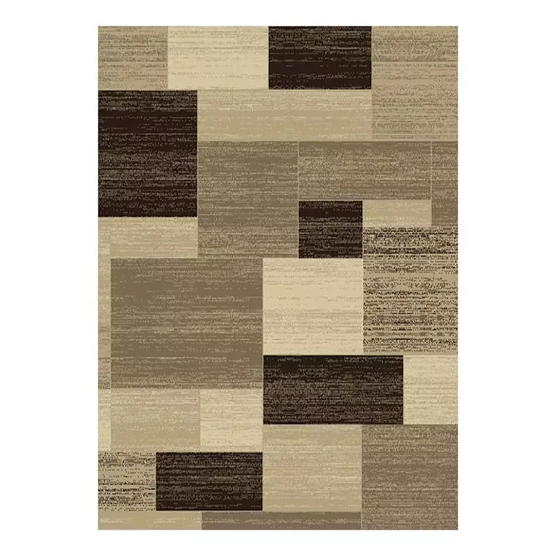 (B446) Romance Tan & Brown Geometric Area Rug, 5x7
