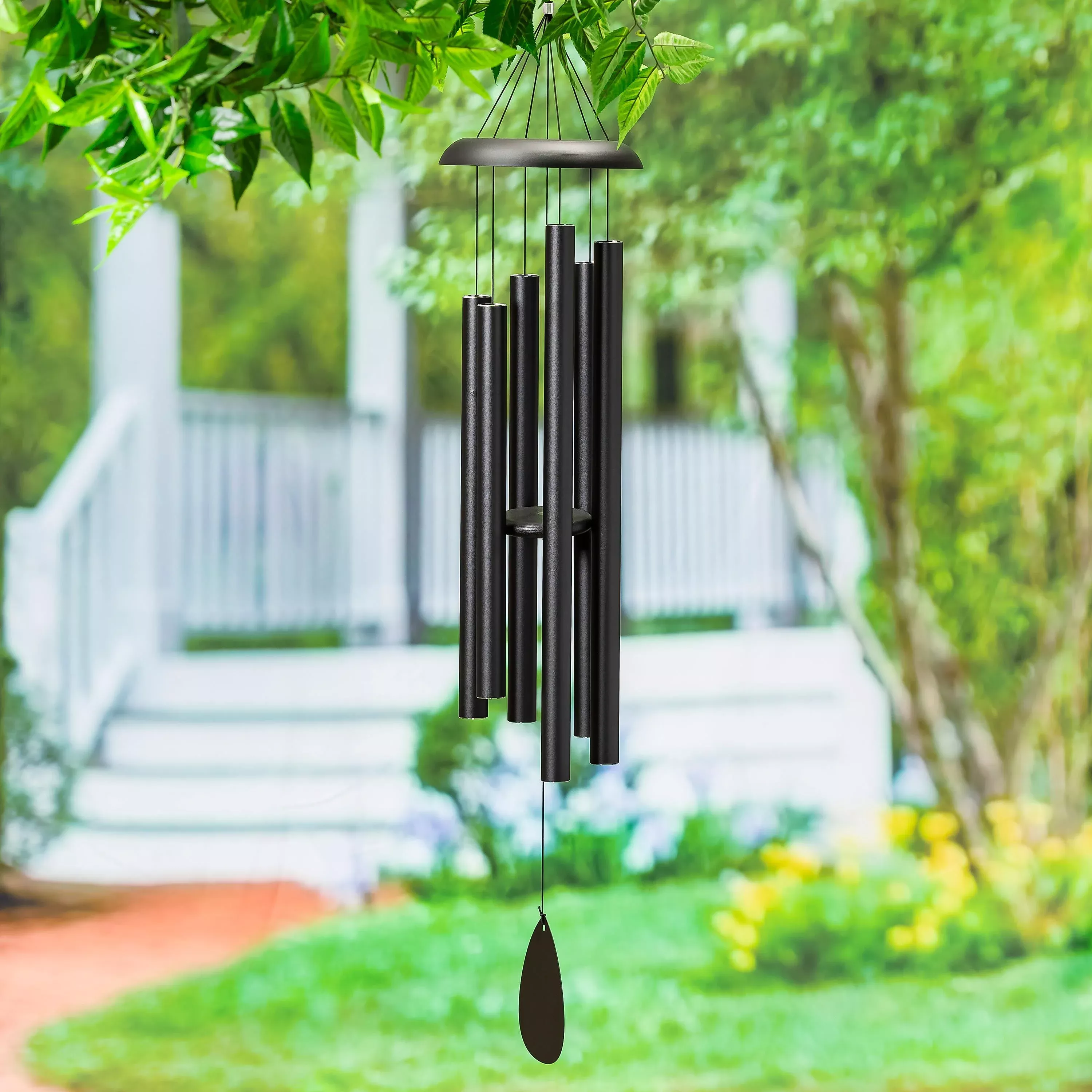 Black Metal Hand-Tuned Avria Wind Chime, 48" H
