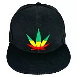 Black Snapback Hats with Marijuana Leaf Embroidered