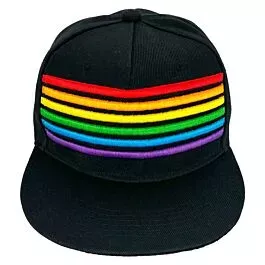 Black Snapback Hats with Rainbow Pride Stripe