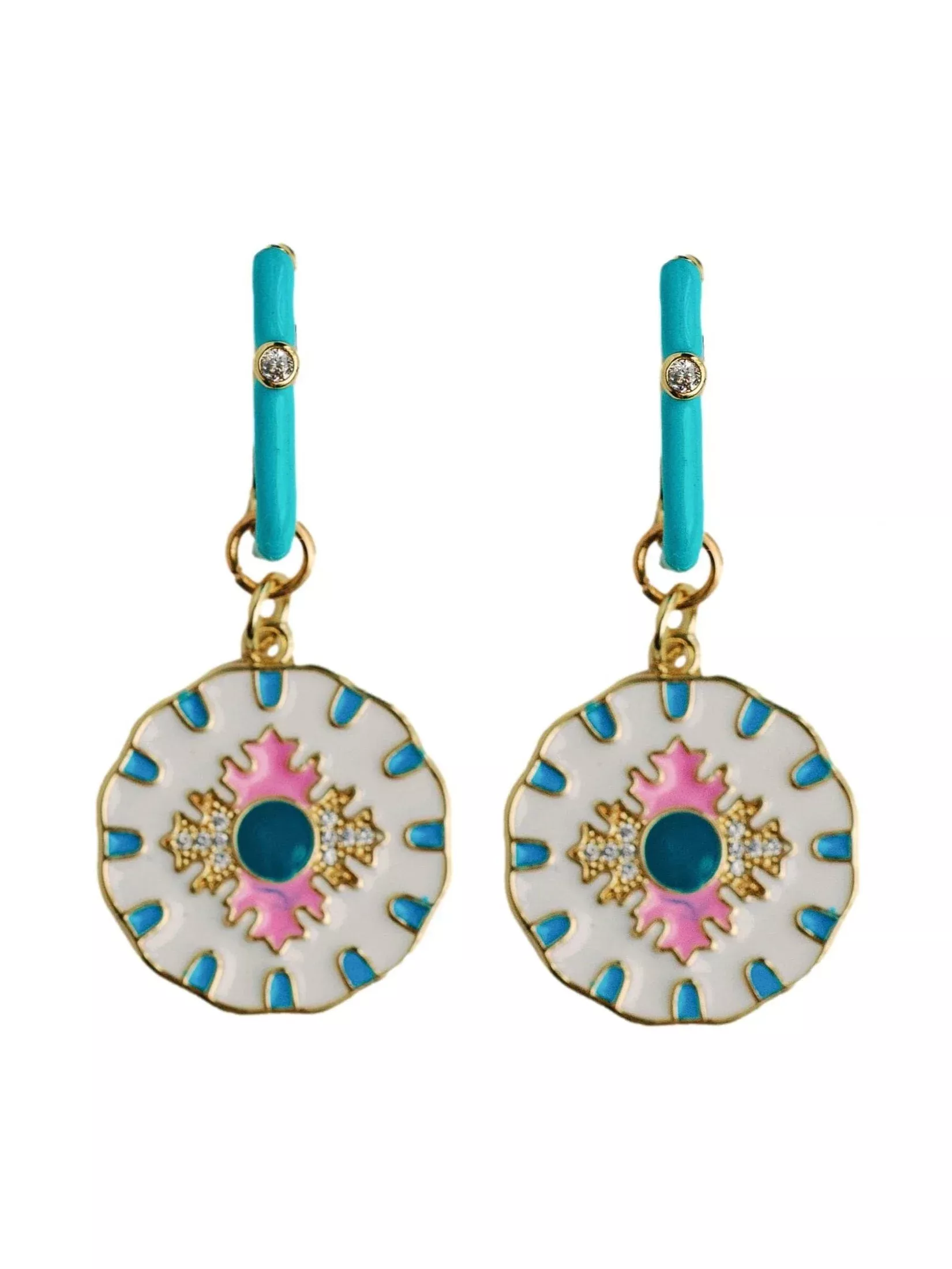 Capri Tile Enamel Charm Statement Earrings