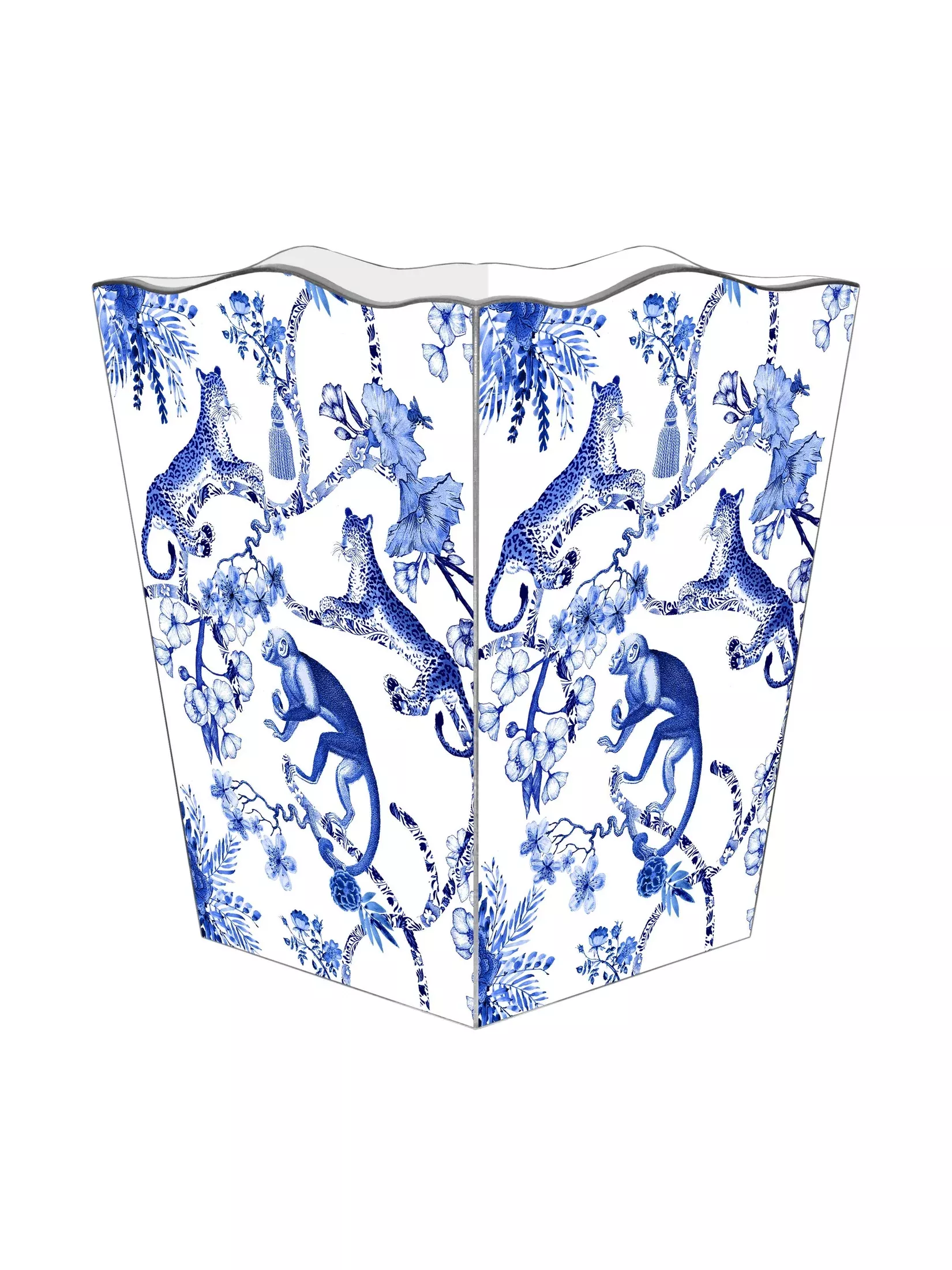 Chic Monkey Toile Blue Wastepaper Basket