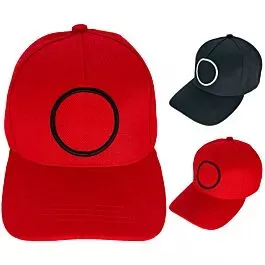 Circle Custom Embroidered Baseball Caps - Red and Black