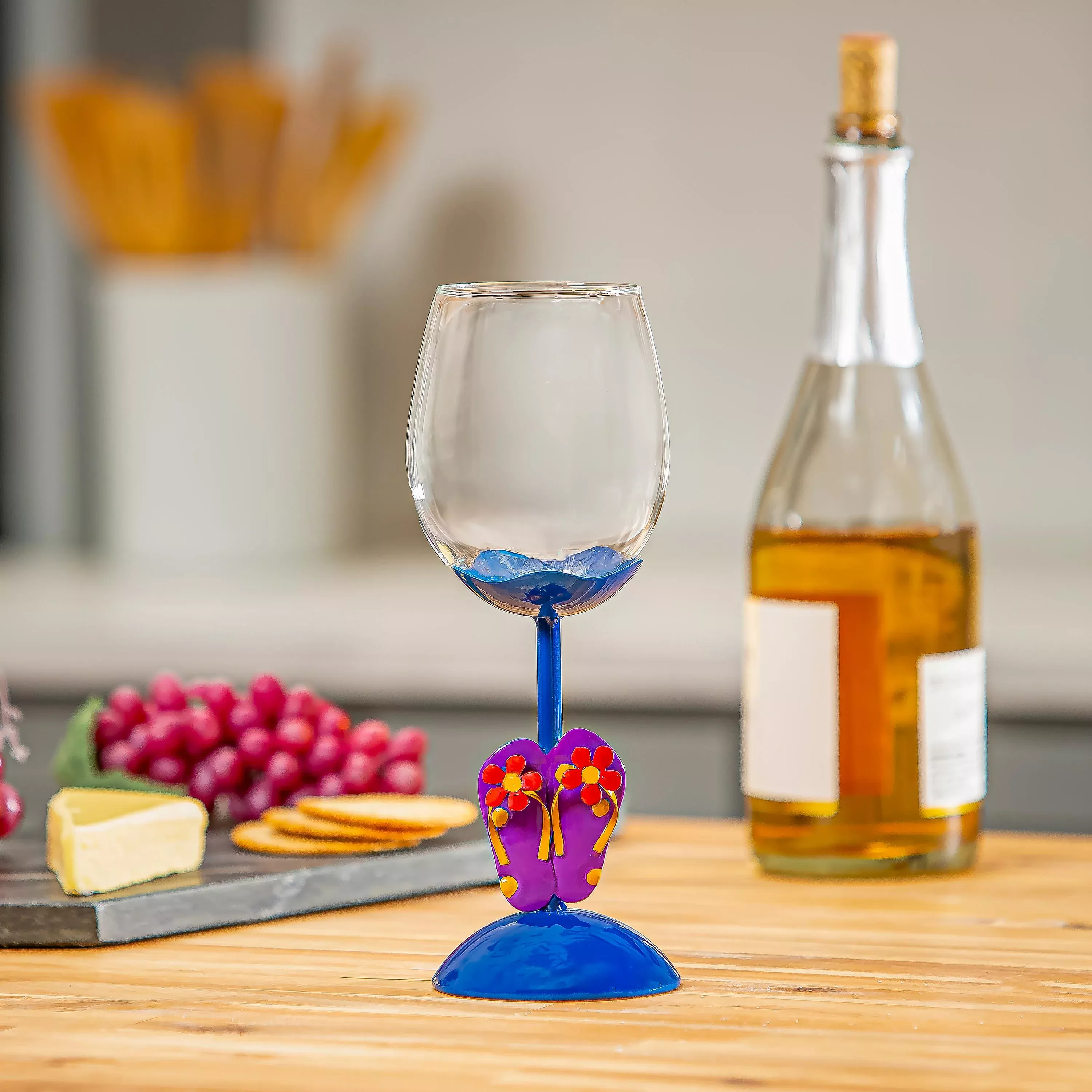 Coastal Flip Flops Wine Glass, 17oz, Gift Box