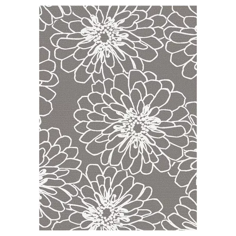(D161) Gloucester Marigold Printed Grey Area Rug, 3x5