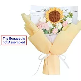 DIY Orange Crochet Sunflower, Carnation, Tulips and Puff Bouquets l Not Assembled