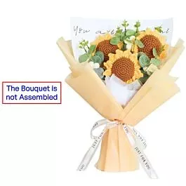 DIY Orange Crochet Sunflower and Puff Flower Bouquets l Not Assembled