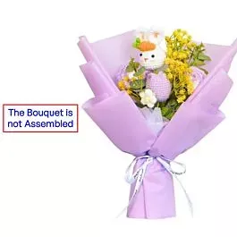 DIY Purple Crochet Rabbit Bouquets with Tulips, Carnations and Puff Flowers l Not Assembled