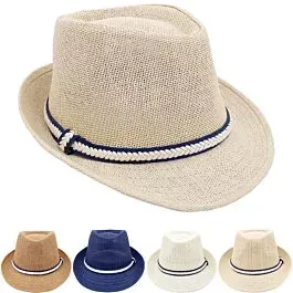 Dozen Wholesale Assorted Colors Braided Band Straw Trilby Fedora Hats
