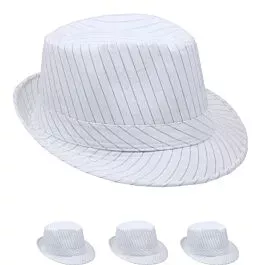 Dozen Wholesale Black Pinstripes White Trilby Fedora Hats