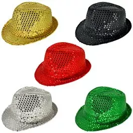 Dozen Wholesale Sequin Party Trilby Fedora Hats