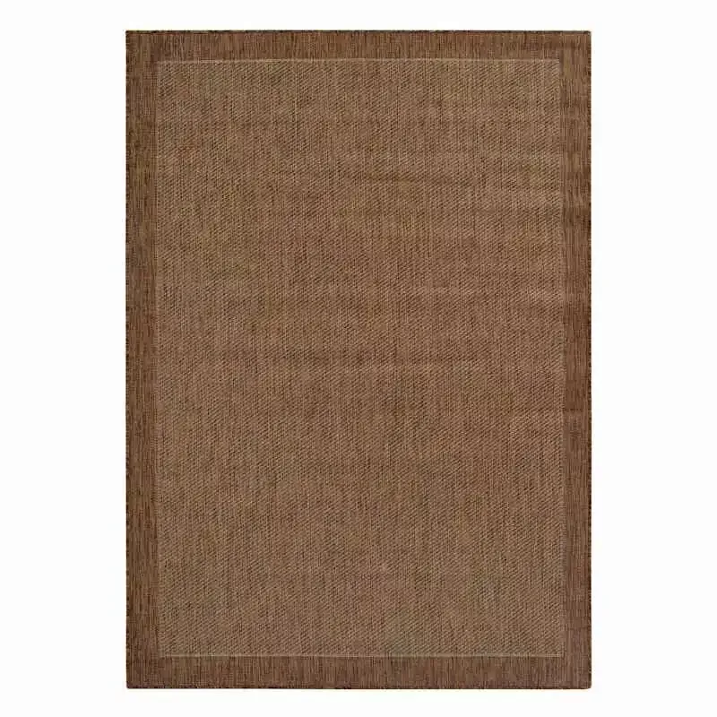 (E54) Light Brown Border Sisal Indoor & Outdoor Area Rug, 5x7
