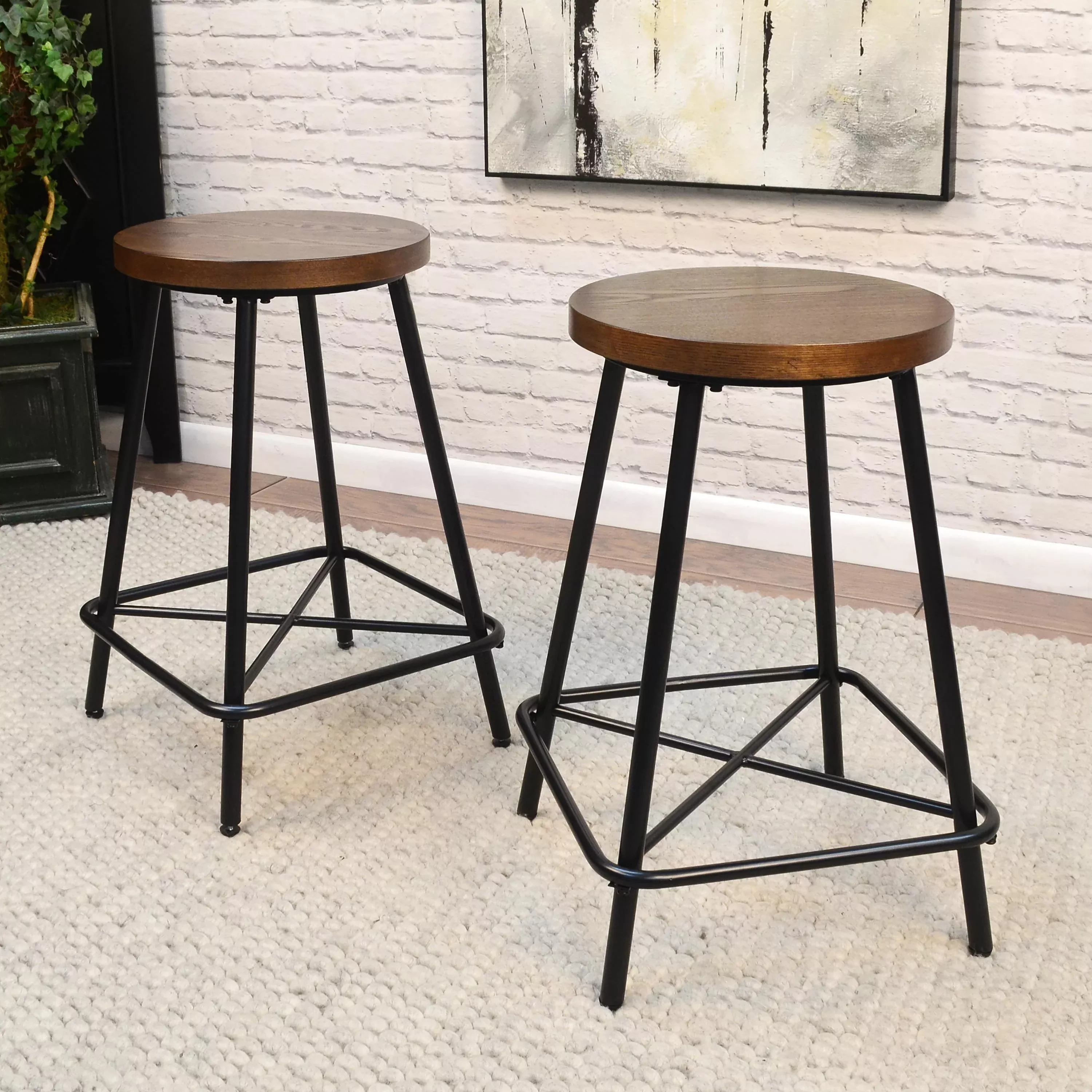 Farmhouse Counter Stools, Set of 2