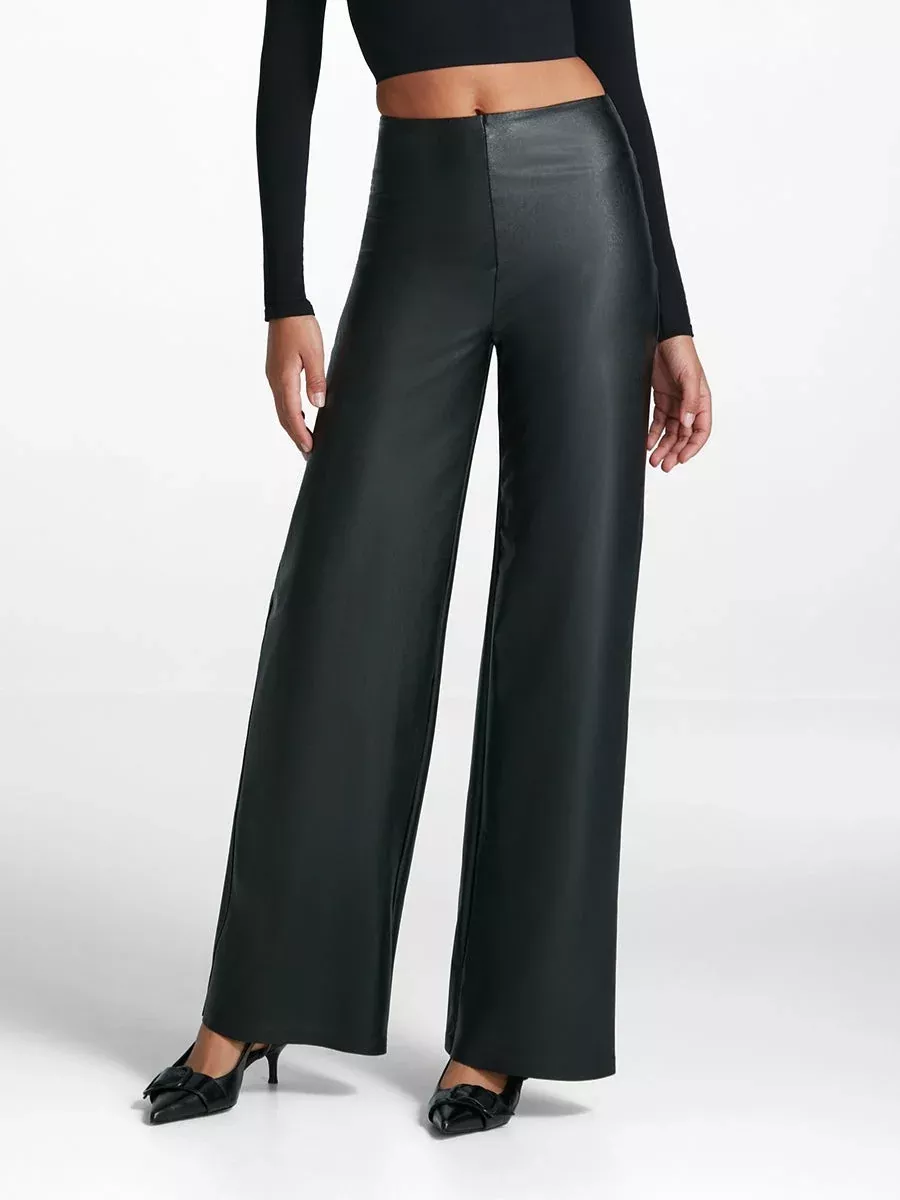 Faux Leather Wide Leg Pant