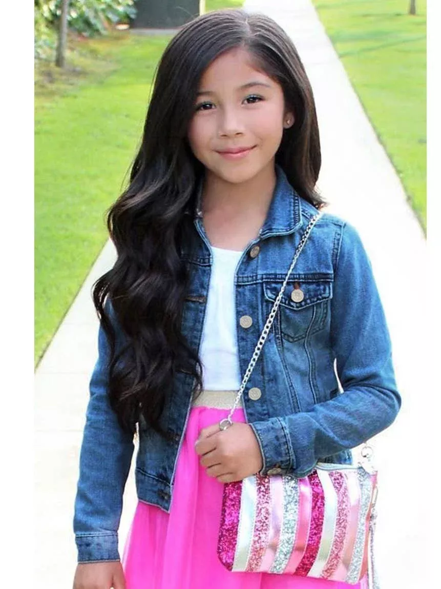 Girl's Stretch Denim Jacket Basic Cut