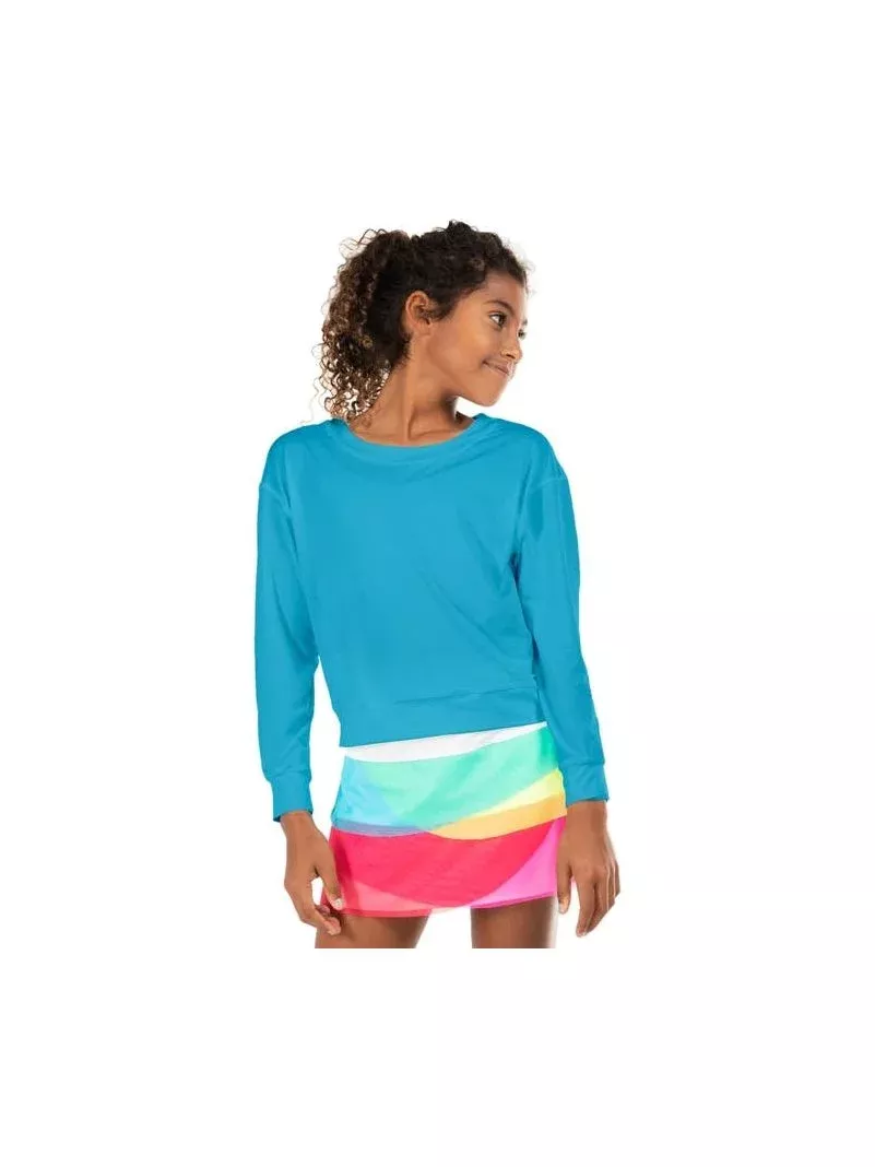 Girls' UV 50+ Lightweight Throwover - Hype Long Sleeve - Parrot Blue