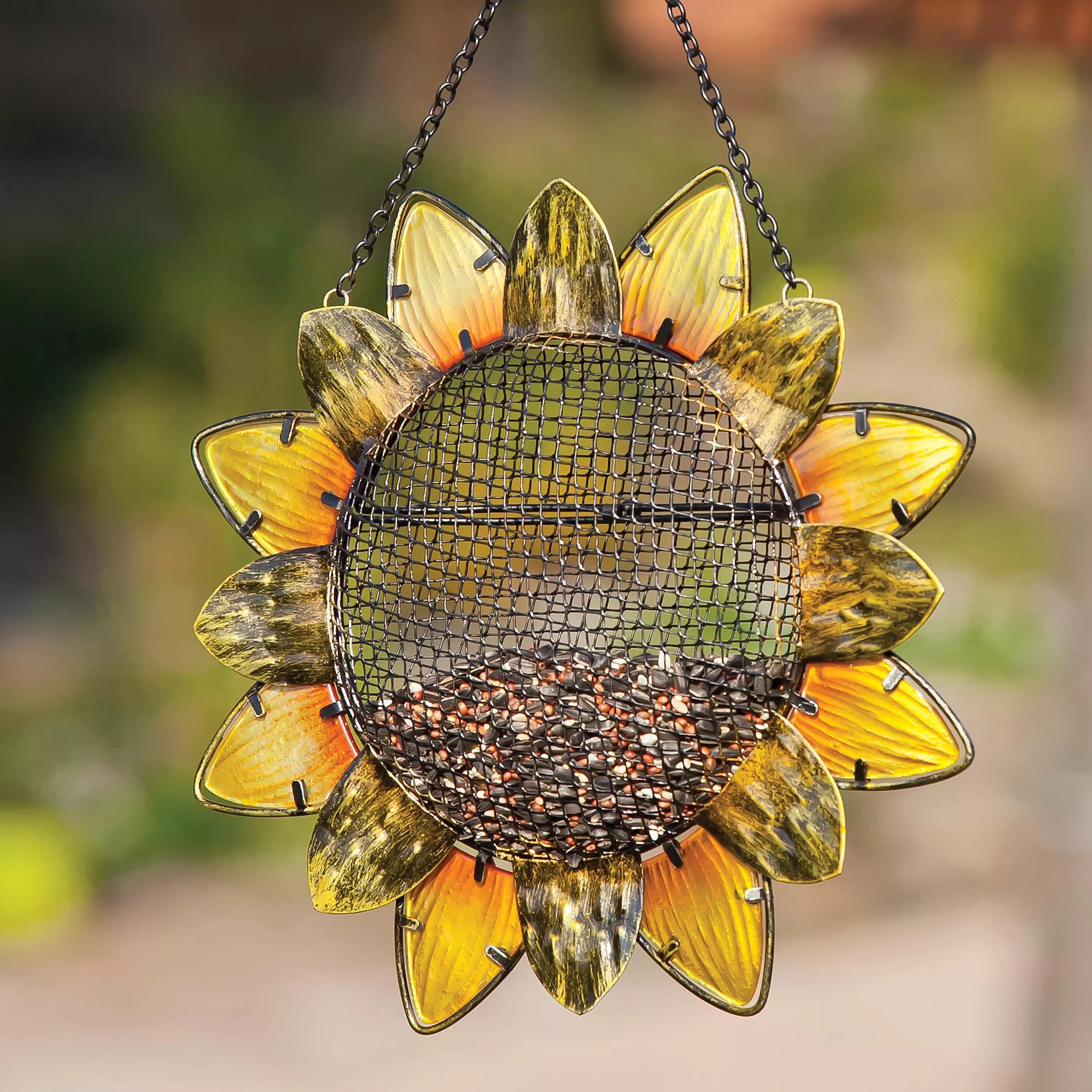 Glass and Metal Sunflower Bird Feeder