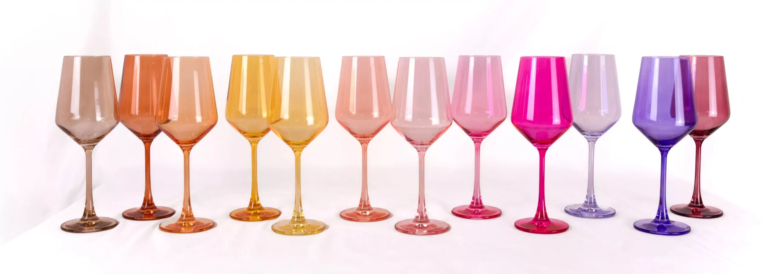 glasshauseco Almost Everything Collection - Set of 12 Colored Wine Glasses