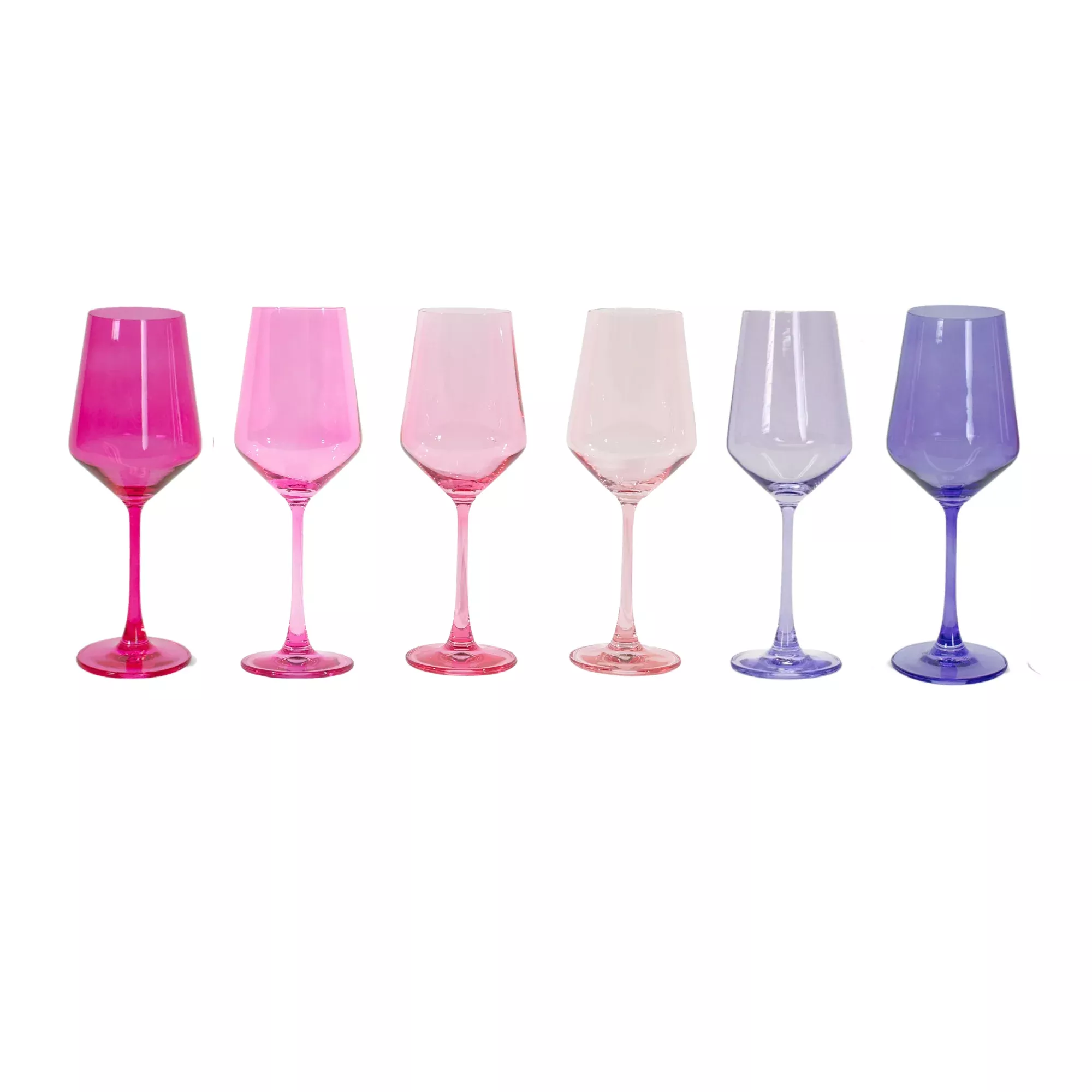 glasshauseco Cotton Candy Collection - Colored Wine Glass Ombré Set of 6