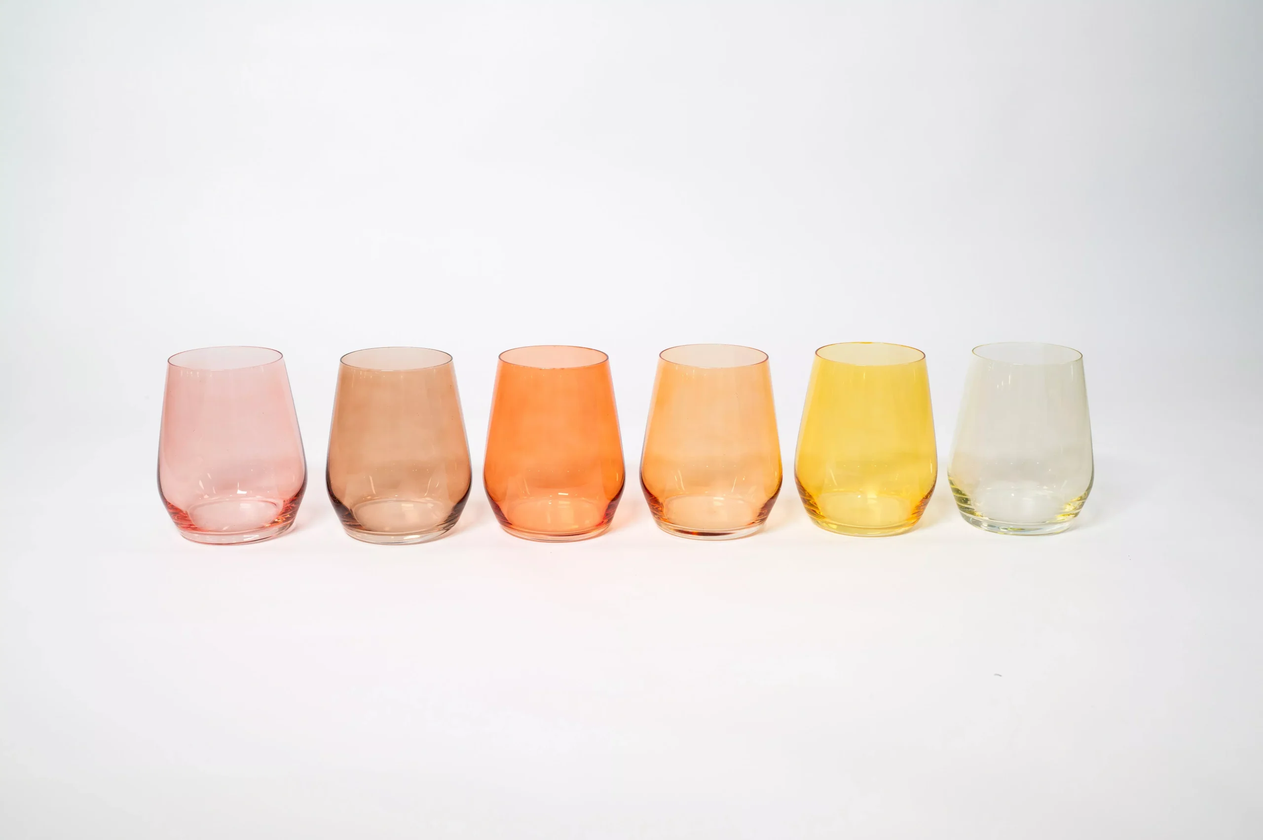 glasshauseco Golden Hour Collection -Stemless Ombre Set of 6 Colored Wine Glass