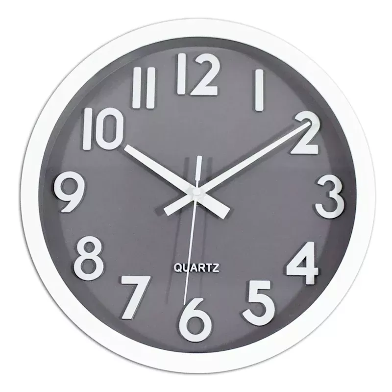 Grey Round Wall Clock, 10"