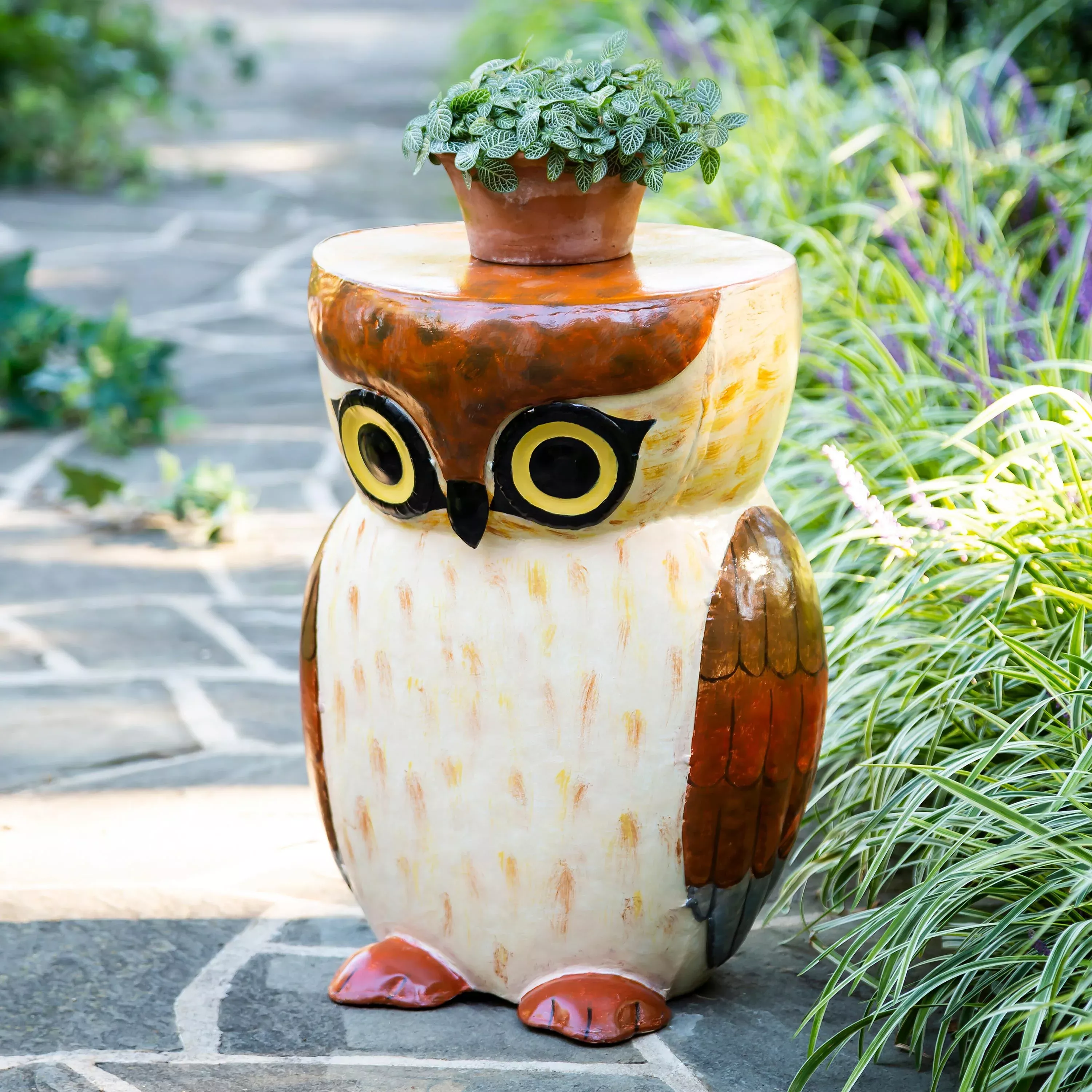 Handmade Owl Metal Side Table