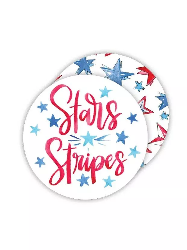 Handpainted Stars and Stripes Round Coaster