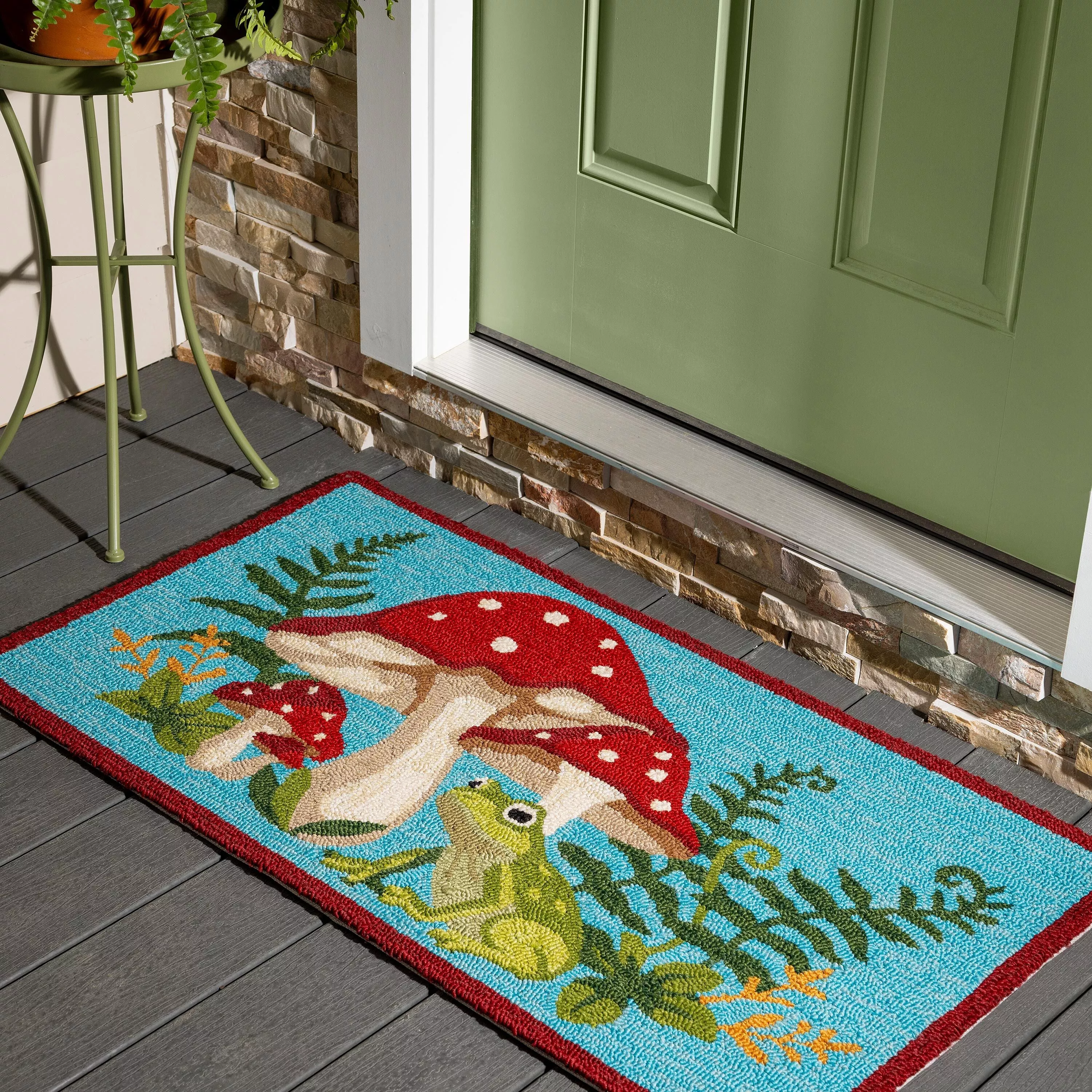 Indoor/Outdoor Hooked Polypropylene Mushroom Umbrella Accent Rug 24"x42"