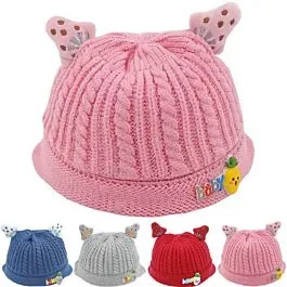 Kid's Warm Knit Winter Beanie Hat with Ear