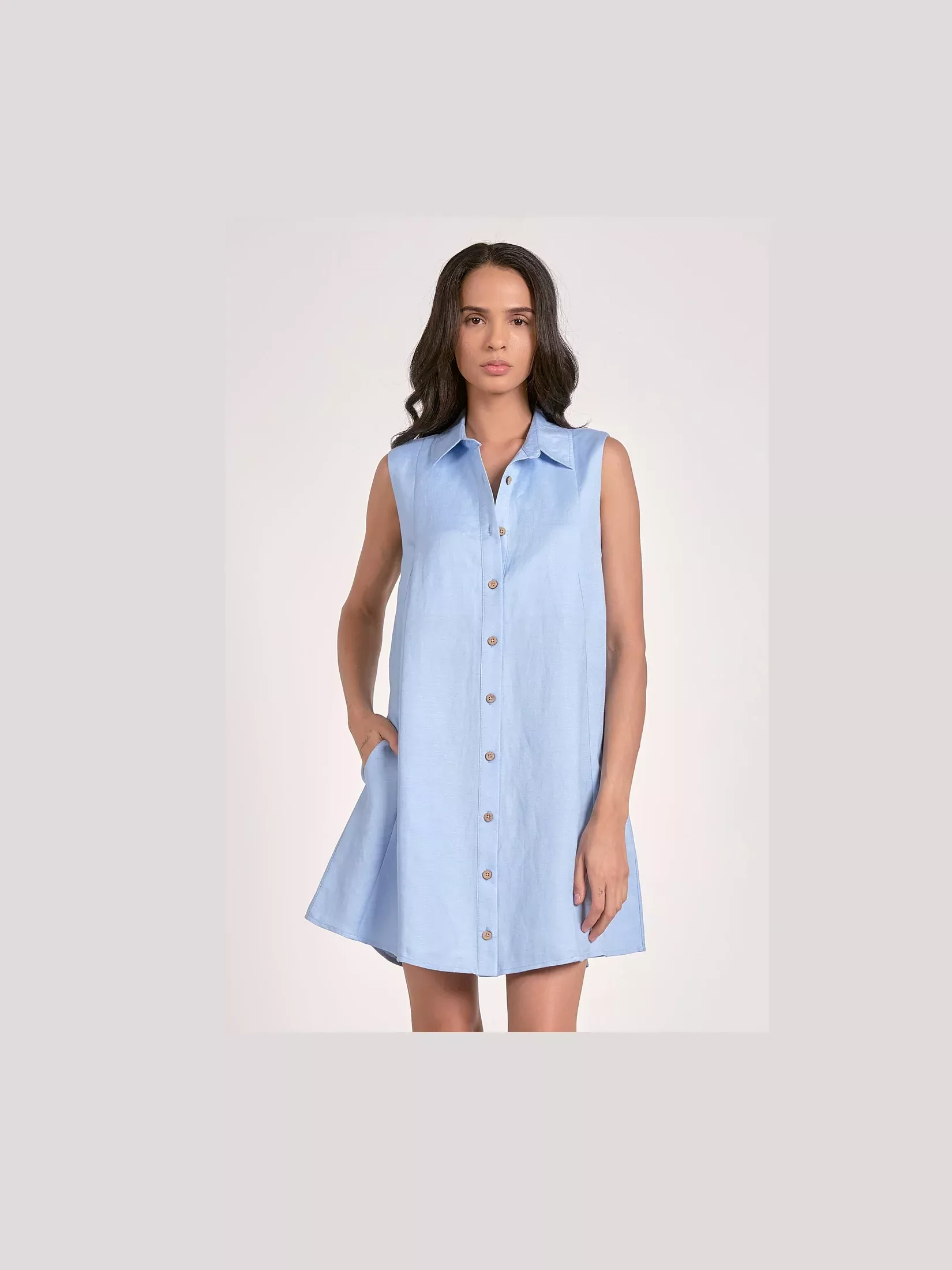 Light Blue Linen Dress