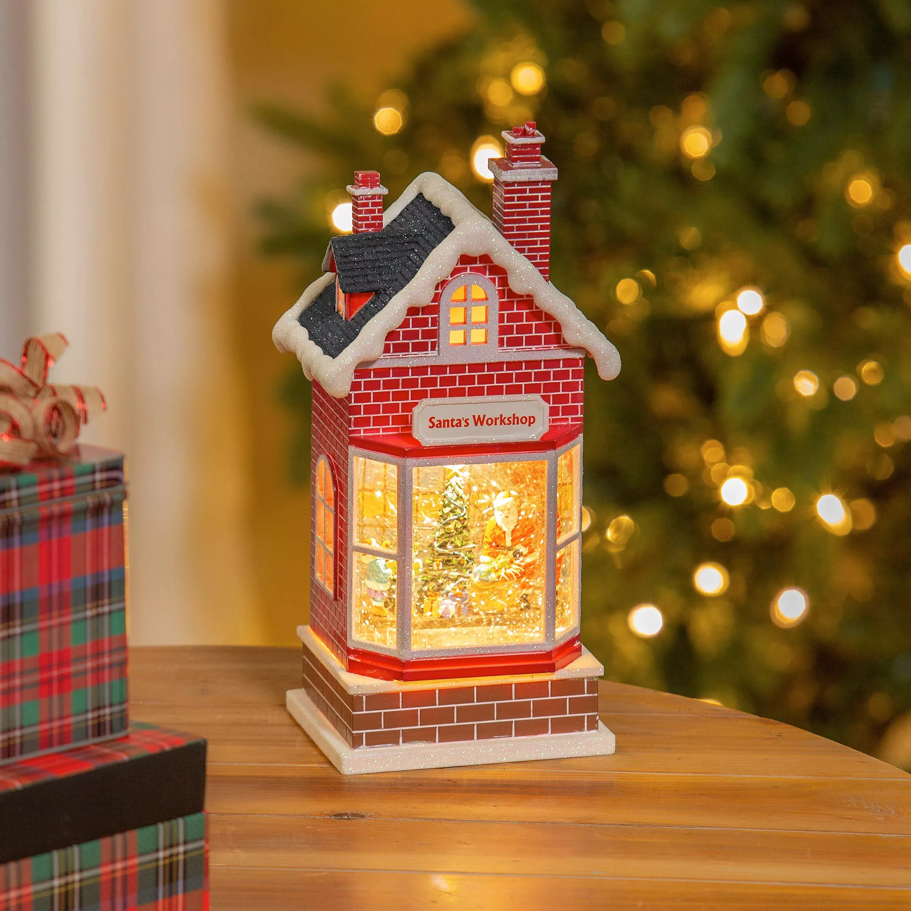 Lighted Santa’s Workshop Water Globe Lantern