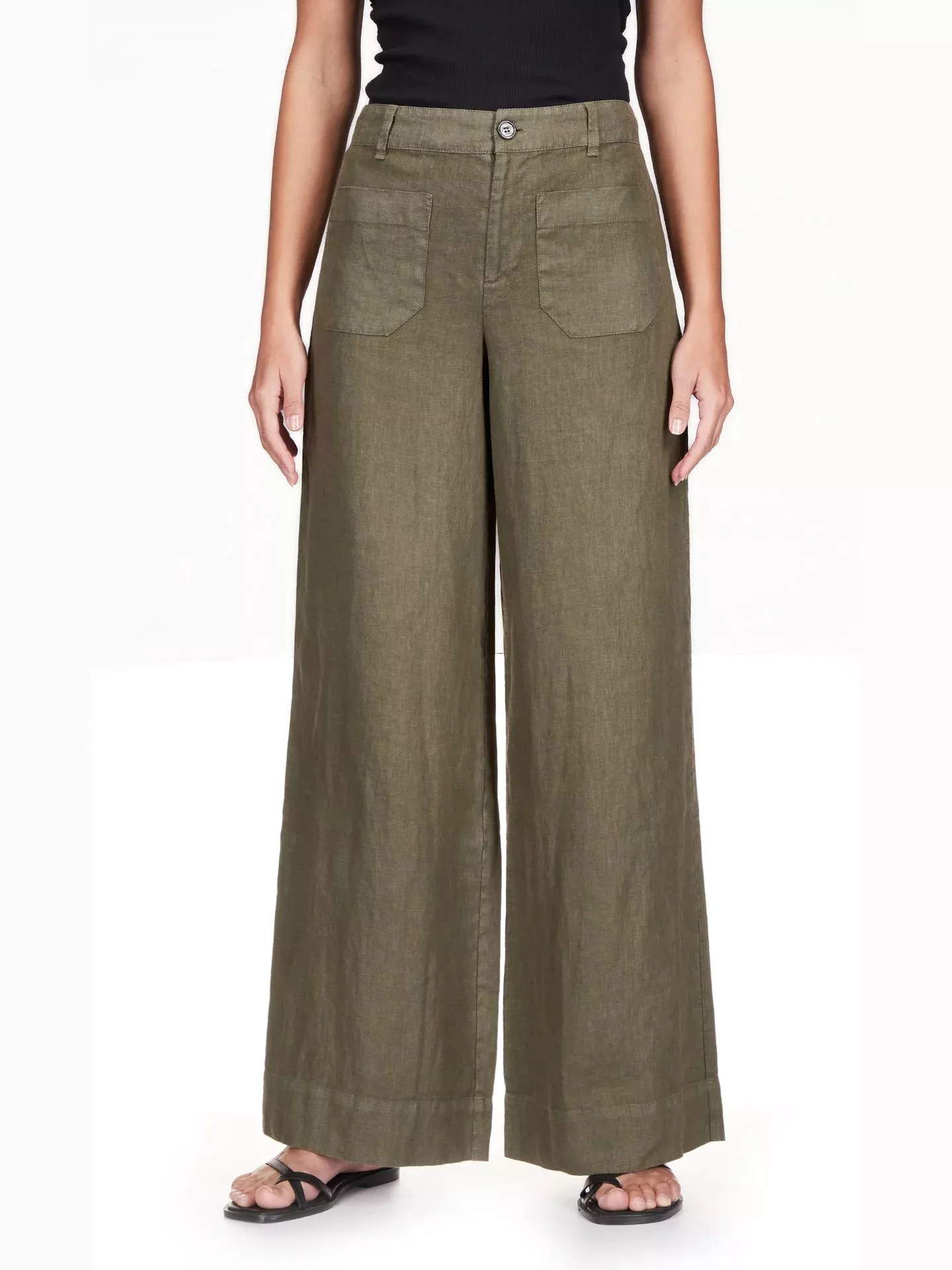 Linen Marine Wide Leg - Olive