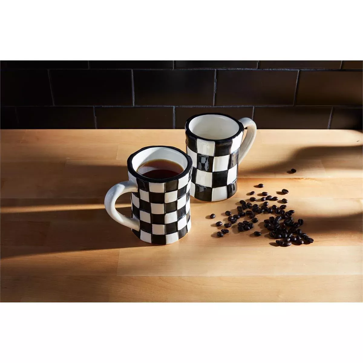 Mud Pie - Black and White Check Mug