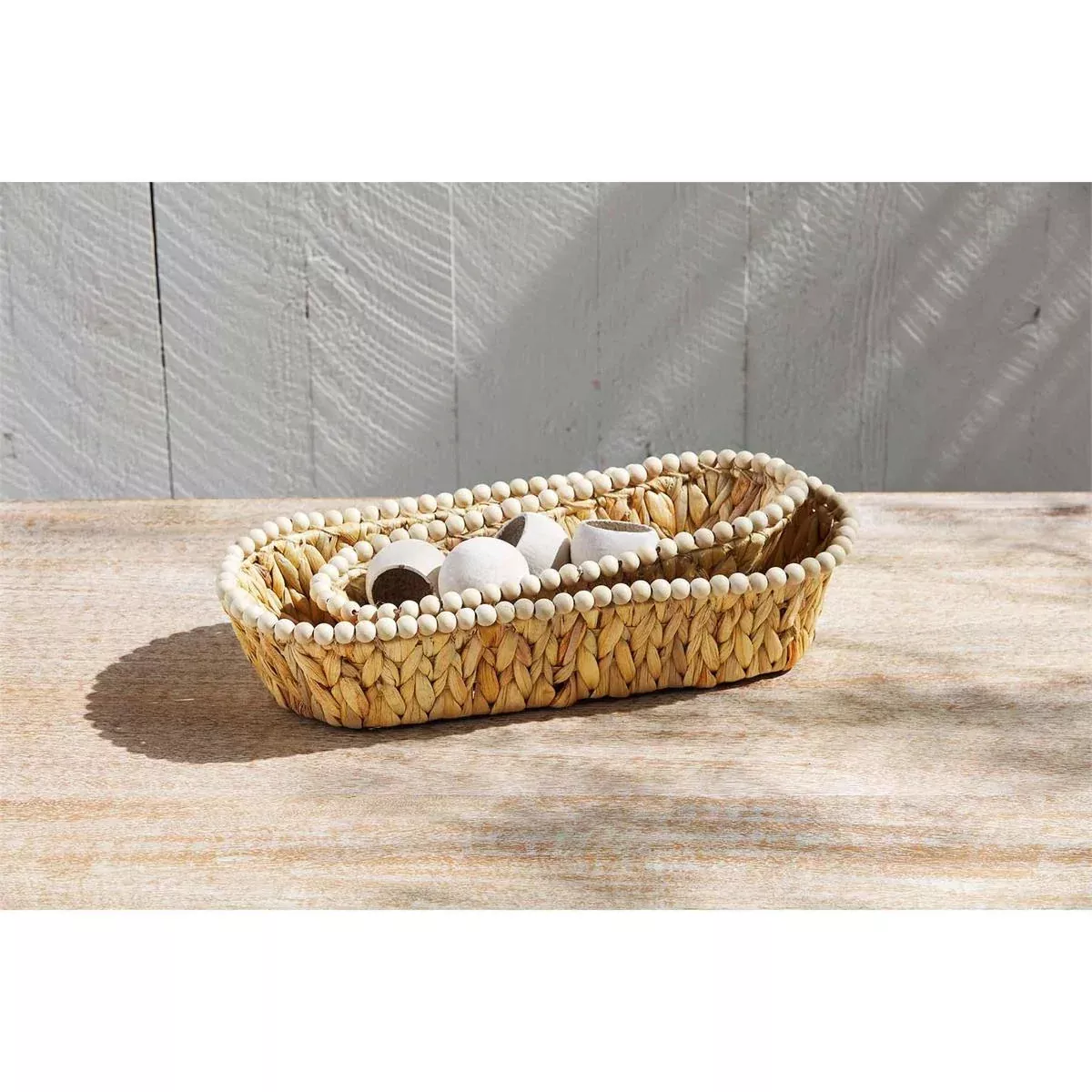 Mud Pie - Hyacinth Beaded Bread Basket