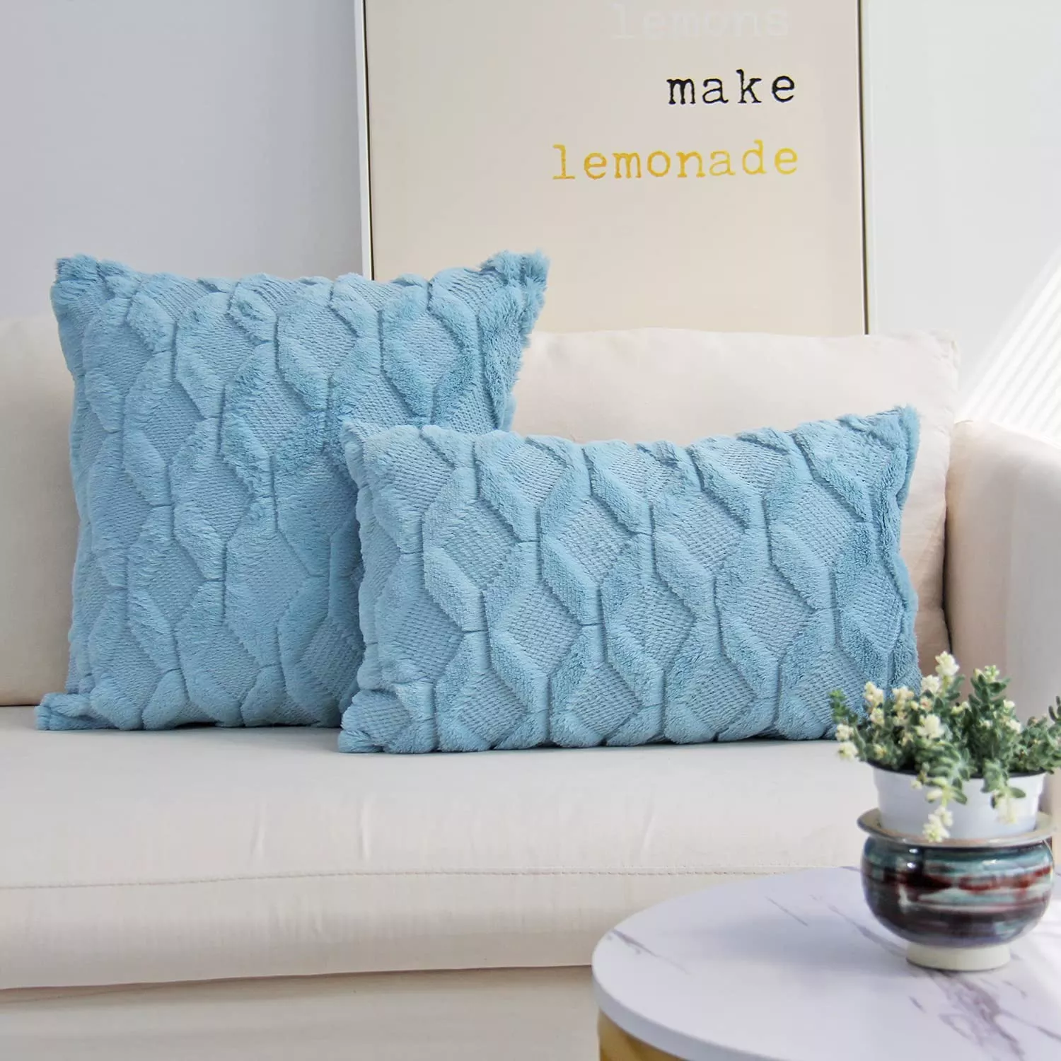 Pack of 2 bundle One 18"x18" with a matching color of one 12"x20" Square and rectangle combo set throw pillow covers with inserts