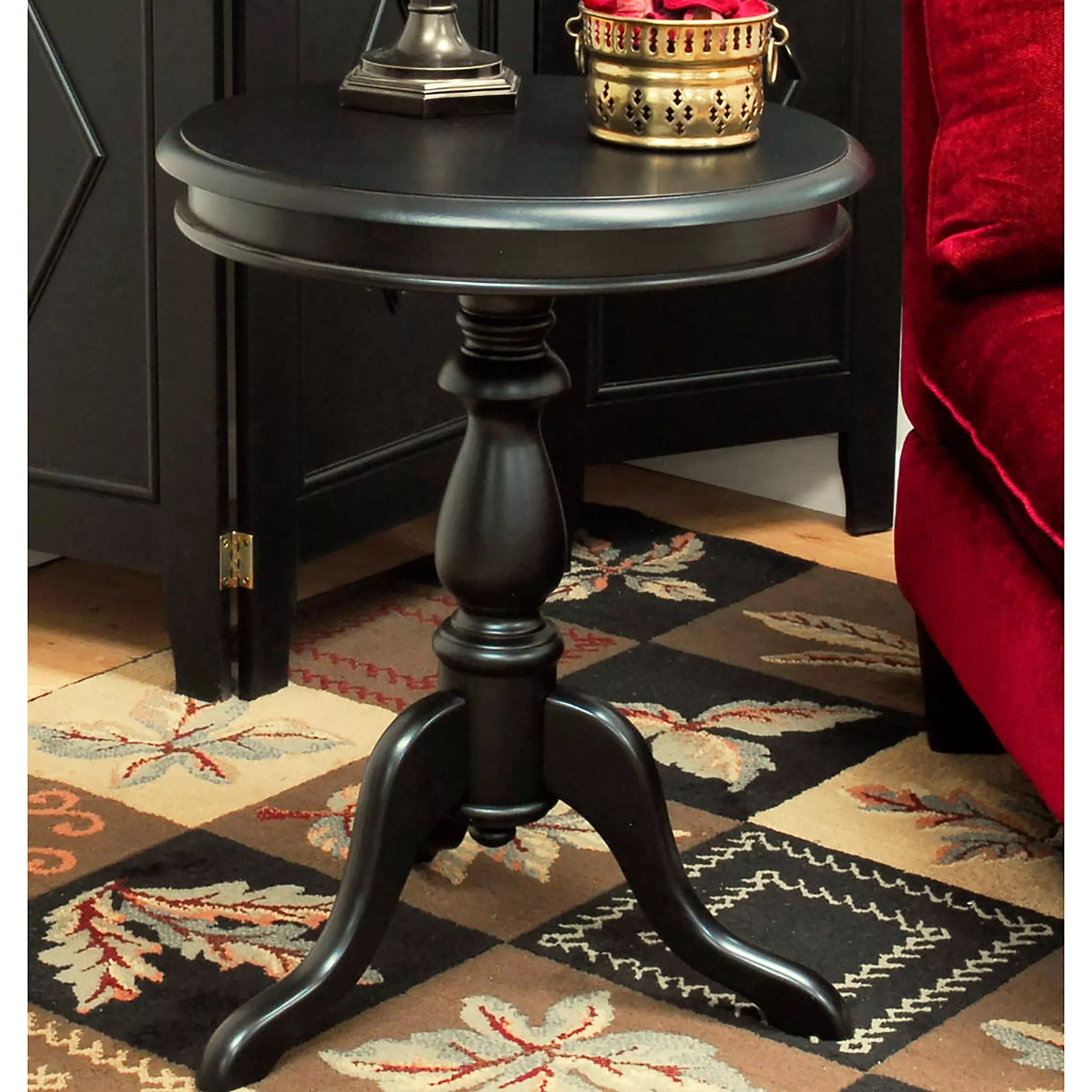 Pedestal-Based Wooden Accent Table