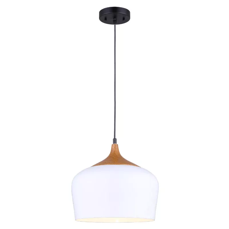 Pendant Light - Canarm RAPHAEL White & Wood 1-Light IPL614A01WH