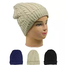 Plain Knitted Woolen Beanie Hats for Women