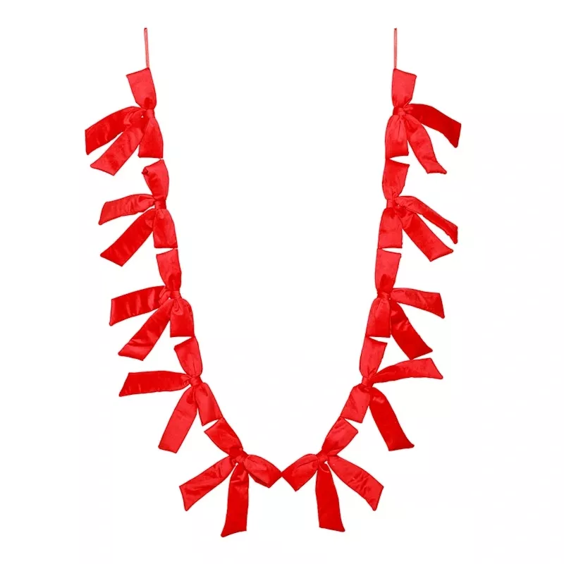Red Velvet Bow Garland, 6'