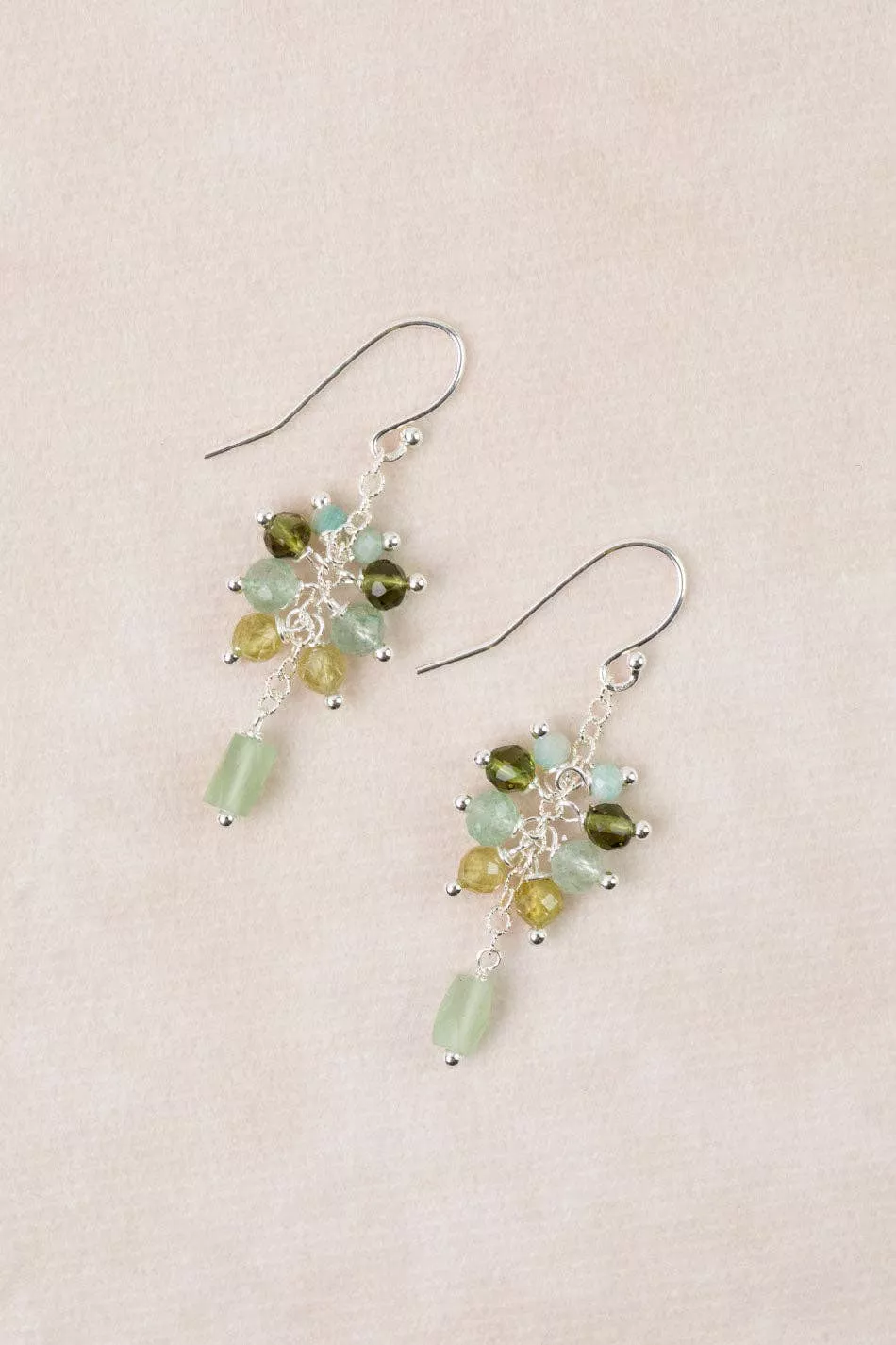 Revolution Amazonite, Gossular Garnet Cluster Earrings