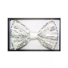 Sequin White Adult Bowtie