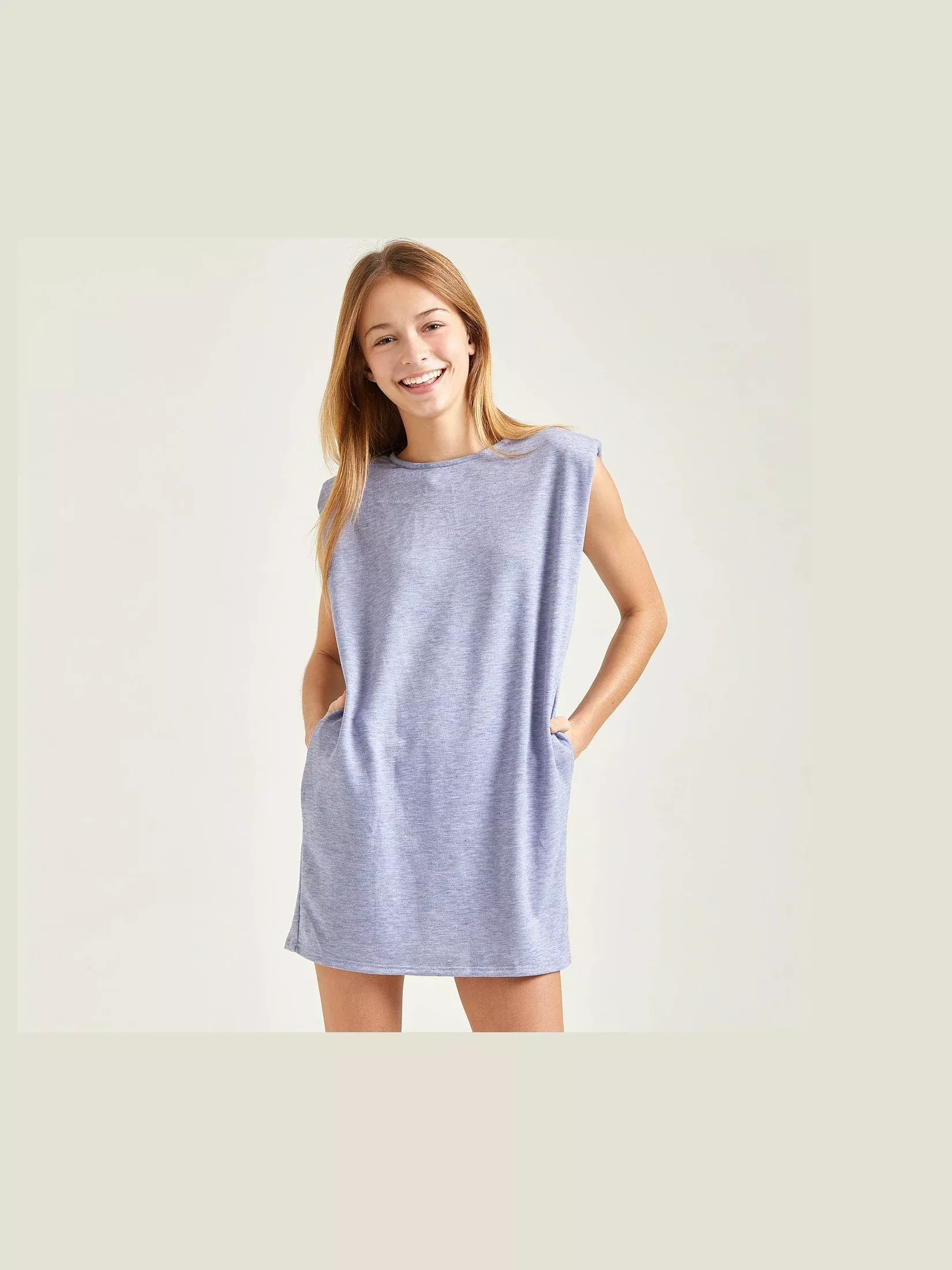 Shoulder Pad Tunic Shift Dress
